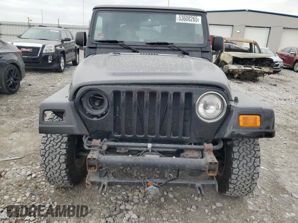 2004 Jeep Wrangler Sahara with VIN 1J4FA59SX4P713343, listed as a Copart auction lot 53608265 with 113,828 mi miles and Salvage title. Bid and sale history available at DreamBid. Image 5.