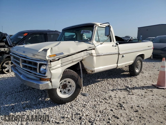 1971 Ford F-250 z VIN F25YRL61251, wystawiony jako Copart lot #49845945 z przebiegiem 28 252 mil mil oraz Szkoda całkowita • Salvage title. Historia ofert i sprzedaży dostępna na DreamBid. Obrazek 1.