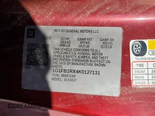 2019 Chevrolet Camaro 1LS with VIN 1G1FB1RX4K0127131, listed as a Copart auction lot 37102384 with 46,097 mi miles and Salvage Title. Bid and sale history available at carsss.com. Image 14.