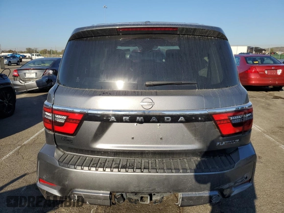 2023 Nissan Armada Platinum with VIN JN8AY2DBXP9834663, listed as a Copart auction lot 76820774 with 17,789 mi miles and Salvage Title. Bid and sale history available at carsss.com. Image 6.
