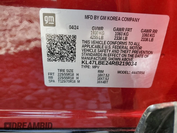 2024 Buick Envista Sport Touring with VIN KL47LBE24RB219034, listed as a Copart auction lot 50682965 with 6,948 mi miles and Salvage Title. Bid and sale history available at DreamBid. Image 12.