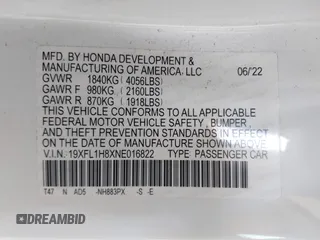 2022 Honda Civic Sport Touring z VIN 19XFL1H8XNE016822, wystawiony jako IAAI lot #42113420 z przebiegiem 30 361 mil mil oraz . Historia ofert i sprzedaży dostępna na DreamBid. Obrazek 9.