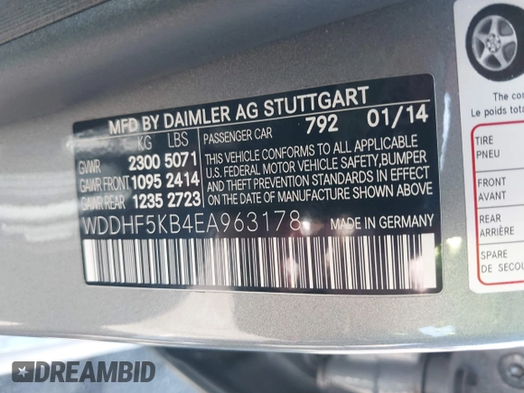 2014 Mercedes-Benz E 350 Sport with VIN WDDHF5KB4EA963178, listed as a IAAI auction lot 42021816 with 92,777 mi miles and . Bid and sale history available at DreamBid. Image 9.