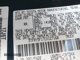 2012 Toyota Tundra z VIN 5TFRY5F17CX127160, wystawiony jako IAAI lot #42256016 z przebiegiem 203 648 mil mil oraz . Historia ofert i sprzedaży dostępna na DreamBid. Obrazek 9.