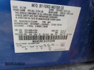 2020 Ford EcoSport SE with VIN MAJ6S3GL3LC353590, listed as a Copart auction lot 45317595 with 89,611 mi miles and Salvage Title. Bid and sale history available at DreamBid. Image 16.