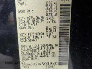 2015 Nissan Titan SV with VIN 1N6AA0EC2FN503980, listed as a Copart auction lot 64664665 with 124,589 mi miles and Clean title. Bid and sale history available at DreamBid. Image 12.
