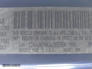 2018 Jeep Wrangler Unlimited Sport S with VIN 1C4HJXDNXJW265764, listed as a IAAI auction lot 41359018 with 50,941 mi miles. Bid and sale history available at carsss.com. Image 9.