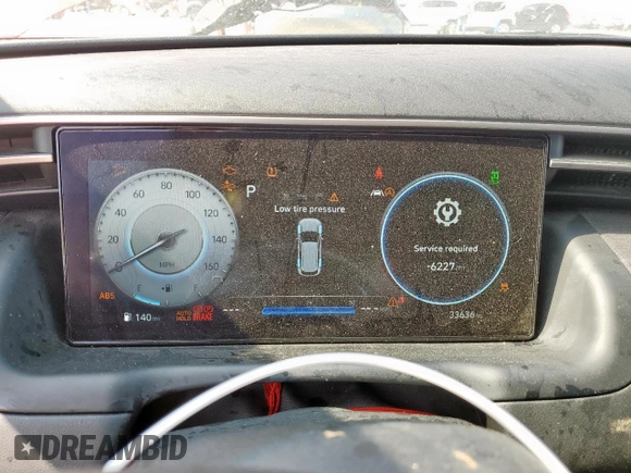 2022 Hyundai Tucson Limited with VIN 5NMJECAEXNH160718, listed as a Copart auction lot 57704215 with 33,636 mi miles and Salvage title. Bid and sale history available at DreamBid. Image 9.
