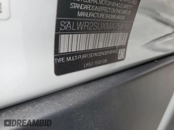 2021 Land Rover Range Rover Sport HSE Silver Edition with VIN SALWR2SUXMA758190, listed as a Copart auction lot 53045055 with 56,802 mi miles and Salvage title. Bid and sale history available at DreamBid. Image 14.