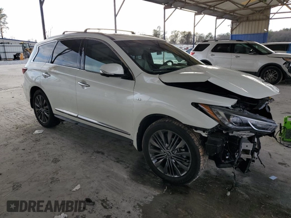 2019 Infiniti QX60 Luxe with VIN 5N1DL0MNXKC558675, listed as a Copart auction lot 44579435 with 45,657 mi miles and Salvage title. Bid and sale history available at DreamBid. Image 4.