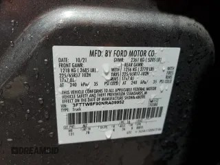 2022 Ford Maverick XL with VIN 3FTTW8F90NRA09952, listed as a Copart auction lot 53827235 with 34,229 mi miles and Salvage Title. Bid and sale history available at DreamBid. Image 12.
