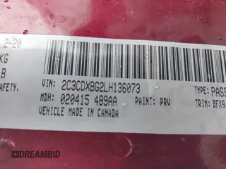 2020 Dodge Charger SXT with VIN 2C3CDXBG2LH136073, listed as a IAAI auction lot 41900921 with 55,747 mi miles and . Bid and sale history available at carsss.com. Image 9.