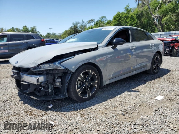 2021 Kia K5 GT-Line with VIN 5XXG64J27MG022120, listed as a Copart auction lot 53398665 with 127,257 mi miles and Salvage Title. Bid and sale history available at carsss.com. Image 1.