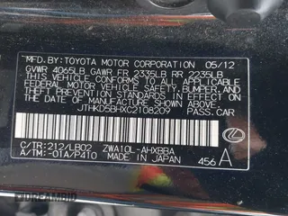 2012 Lexus CT CT 200h with VIN JTHKD5BHXC2108209, listed as a IAAI auction lot 42178089 with 202,460 mi miles and . Bid and sale history available at carsss.com. Image 9.