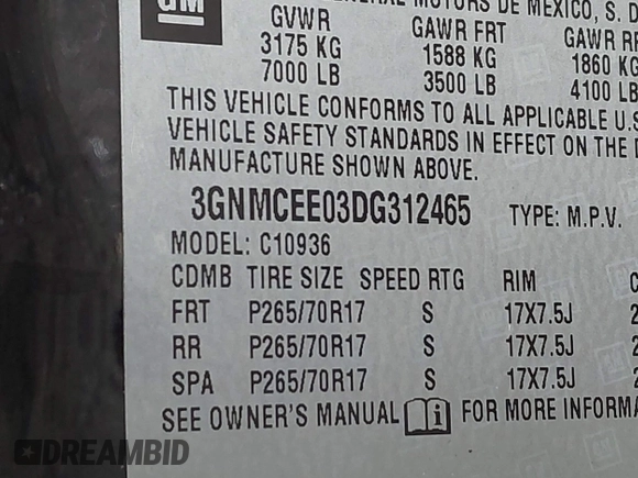 2013 Chevrolet Avalanche LS with VIN 3GNMCEE03DG312465, listed as a IAAI auction lot 42216267 with 102,483 mi miles and . Bid and sale history available at DreamBid. Image 9.