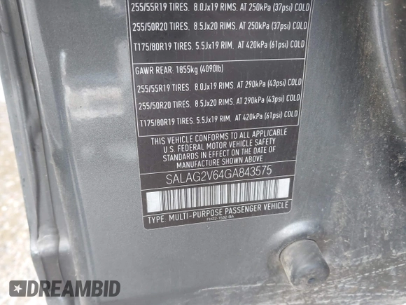 2016 Land Rover LR4 HSE с VIN SALAG2V64GA843575, выставлен на аукционе IAAI как лот 41976972 с пробегом 87 259 миль миль и . История ставок и продаж доступна на DreamBid. Изображение 9.