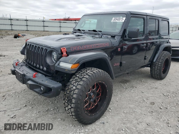 2018 Jeep Wrangler Unlimited Rubicon with VIN 1C4HJXFG4JW266438, listed as a Copart auction lot 50940075 with 75,175 mi miles and Salvage title. Bid and sale history available at DreamBid. Image 1.