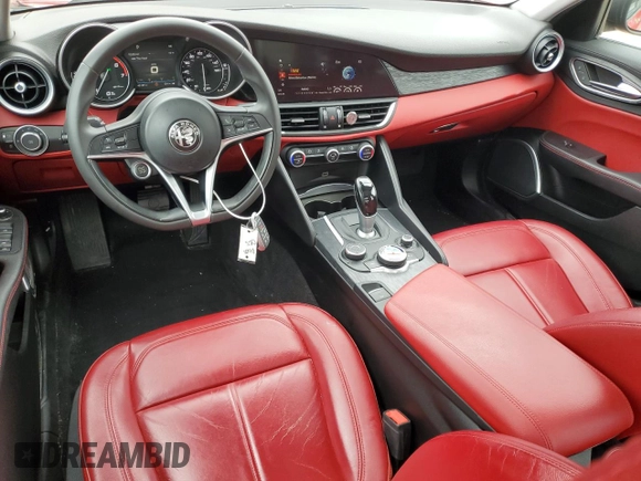 2019 Alfa Romeo Giulia Sport with VIN ZARFAMAN9K7622816, listed as a Copart auction lot 58764765 with 46,187 mi miles and Salvage title. Bid and sale history available at DreamBid. Image 8.