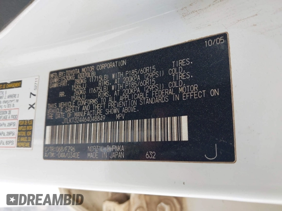 2006 Scion xB z VIN JTLKT324464048849, wystawiony jako IAAI lot #42078493 z przebiegiem 242 835 mil mil oraz . Historia ofert i sprzedaży dostępna na DreamBid. Obrazek 9.