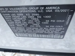 2021 Volkswagen Atlas S с VIN 1V2GC2CA1MC220286, выставлен на аукционе IAAI как лот 41360496 с пробегом 43 836 миль миль и . История ставок и продаж доступна на DreamBid. Изображение 9.