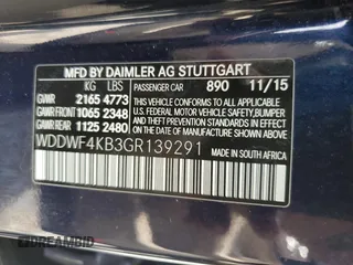 2016 Mercedes-Benz C 300 Luxury with VIN WDDWF4KB3GR139291, listed as a Copart auction lot 61221635 with 82,931 mi miles and Salvage title. Bid and sale history available at DreamBid. Image 12.