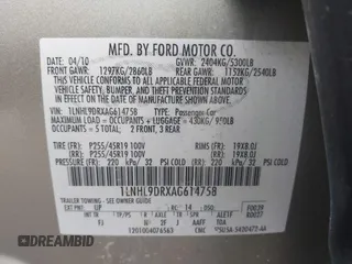 2010 Lincoln MKS с VIN 1LNHL9DRXAG614758, выставлен на аукционе IAAI как лот 42326402 с пробегом 141 602 миль миль и . История ставок и продаж доступна на DreamBid. Изображение 9.