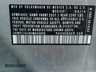 2014 Volkswagen Jetta TDI with VIN 3VWPL7AJ8EM624930, listed as a Copart auction lot 60873205 with Not provided miles and Salvage title. Bid and sale history available at DreamBid. Image 12.