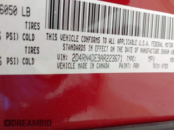 2010 Dodge Grand Caravan SE with VIN 2D4RN4DE9AR223671, listed as a IAAI auction lot 42173202 with 145,379 mi miles and . Bid and sale history available at DreamBid. Image 9.