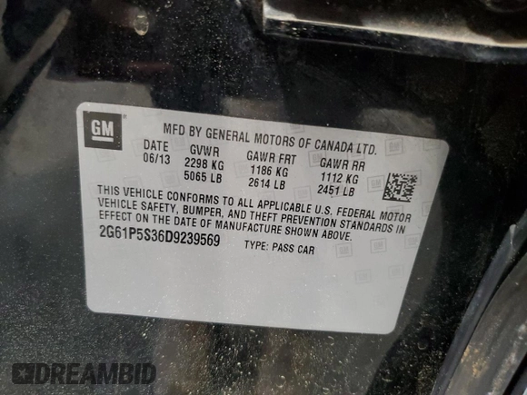 2013 Cadillac XTS Luxury with VIN 2G61P5S36D9239569, listed as a Copart auction lot 51485685 with 214,837 mi miles and Salvage title. Bid and sale history available at DreamBid. Image 12.