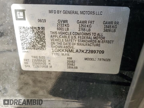 2019 GMC Acadia SLT with VIN 1GKKNMLA7KZ289709, listed as a Copart auction lot 75533374 with 125,246 mi miles and Salvage Title. Bid and sale history available at carsss.com. Image 15.