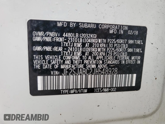 2018 Subaru Forester with VIN JF2SJABC2JH548928, listed as a Copart auction lot 51269345 with Not provided miles and Salvage title. Bid and sale history available at DreamBid. Image 13.