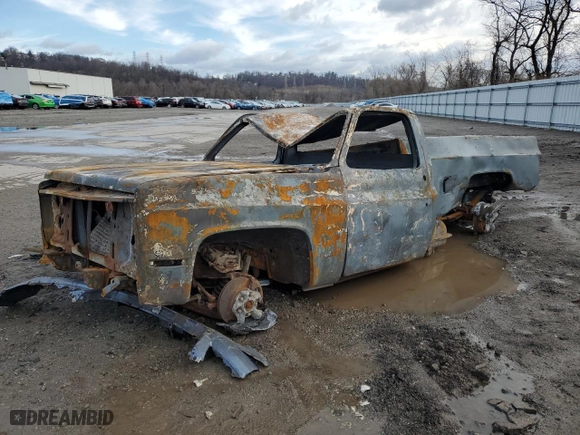 1984 Chevrolet Pickup with VIN 2GCDC14H2E1212960, listed as a Copart auction lot 48956945 with 0 mi miles and Salvage Title. Bid and sale history available at carsss.com. Image 1.