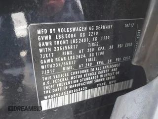2017 Volkswagen Tiguan S with VIN WVGBV7AX3HK053429, listed as a IAAI auction lot 41610376 with 85,807 mi miles and . Bid and sale history available at DreamBid. Image 9.