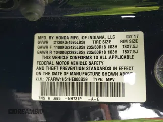 2017 Honda CR-V EX with VIN 7FARW1H51HE000859, listed as a IAAI auction lot 41906559 with 81,964 mi miles. Bid and sale history available at carsss.com. Image 9.