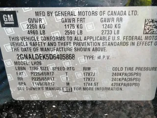 2013 Chevrolet Equinox LT with VIN 2GNALDEK5D6405868, listed as a IAAI auction lot 32473077 with 146,164 mi miles and . Bid and sale history available at carsss.com. Image 9.
