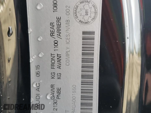 2016 Audi A5 Premium Plus with VIN WAUM2AFR4GA001550, listed as a Copart auction lot 86895444 with 100,012 mi miles and Salvage Title. Bid and sale history available at carsss.com. Image 13.
