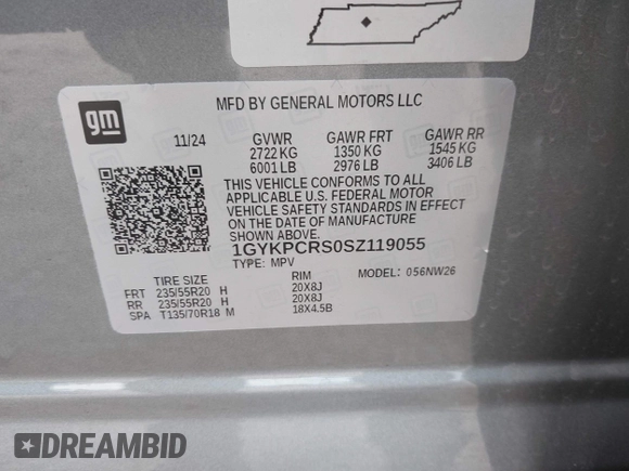 2025 Cadillac XT6 FWD Premium Luxury with VIN 1GYKPCRS0SZ119055, listed as a IAAI auction lot 42574001 with 17,137 mi miles and . Bid and sale history available at DreamBid. Image 9.