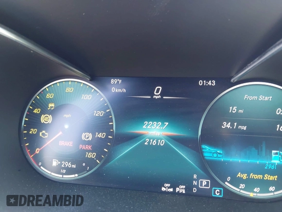 2021 Mercedes-Benz C 300 with VIN W1KWF8EB4MR646585, listed as a IAAI auction lot 42544380 with 21,610 mi miles and . Bid and sale history available at DreamBid. Image 7.