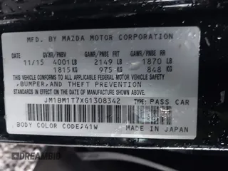 2016 Mazda 3 i Sport with VIN JM1BM1T7XG1308342, listed as a IAAI auction lot 41518407 with 194,967 mi miles and . Bid and sale history available at DreamBid. Image 9.