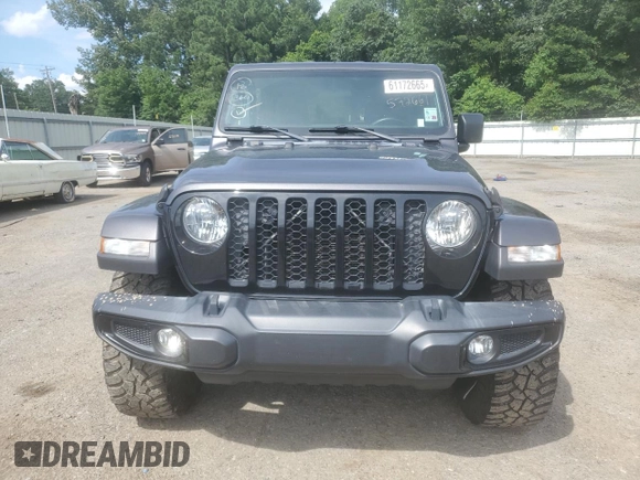 2021 Jeep Gladiator Willys with VIN 1C6HJTAG7ML572661, listed as a Copart auction lot 61172665 with 54,317 mi miles and Salvage title. Bid and sale history available at DreamBid. Image 5.