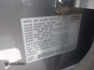 2017 Audi Q7 Premium with VIN WA1AAAF71HD010675, listed as a IAAI auction lot 41956959 with 136,549 mi miles and . Bid and sale history available at DreamBid. Image 9.