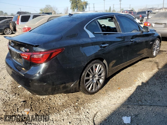 2019 Infiniti Q50 RED SPORT 400 with VIN JN1FV7AP7KM760554, listed as a Copart auction lot 83798944 with 76,401 mi miles and Salvage Title. Bid and sale history available at carsss.com. Image 3.