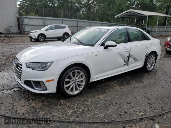 2019 Audi A4 Premium with VIN WAUDNAF43KN013847, listed as a Copart auction lot 59956405 with 54,786 mi miles and Salvage title. Bid and sale history available at DreamBid. Image 1.