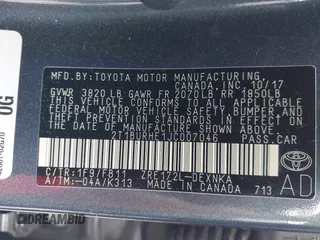 2018 Toyota Corolla L with VIN 2T1BURHE1JC007046, listed as a IAAI auction lot 42417100 with 69,845 mi miles and . Bid and sale history available at DreamBid. Image 9.