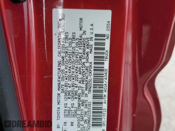 2006 Toyota Tacoma z VIN 5TETX22N66Z153181, wystawiony jako Copart lot #87746685 z przebiegiem 254 456 mil mil oraz Szkody całkowita. Historia ofert i sprzedaży dostępna na DreamBid. Obrazek 14.