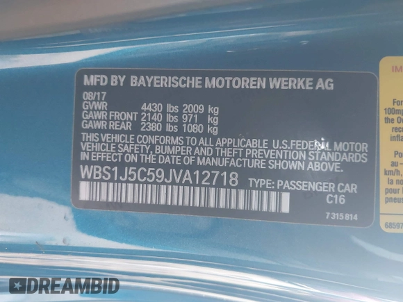 2018 BMW M2 z VIN WBS1J5C59JVA12718, wystawiony jako IAAI lot #41796602 z przebiegiem 53 707 mil mil oraz . Historia ofert i sprzedaży dostępna na DreamBid. Obrazek 9.