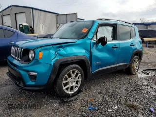 2021 Jeep Renegade Jeepster z VIN ZACNJCAB4MPM48758, wystawiony jako Copart lot #43083545 z przebiegiem 57 760 mil mil oraz Szkoda całkowita • Salvage title. Historia ofert i sprzedaży dostępna na DreamBid. Obrazek 1.