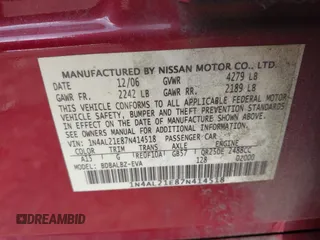2007 Nissan Altima 2.5 with VIN 1N4AL21E87N414518, listed as a IAAI auction lot 41788225 with 172,013 mi miles. Bid and sale history available at carsss.com. Image 9.
