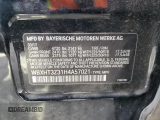 2017 BMW X1 xDrive28i with VIN WBXHT3Z31H4A57021, listed as a Copart auction lot 46507885 with 165,071 mi miles and Salvage Title. Bid and sale history available at carsss.com. Image 14.