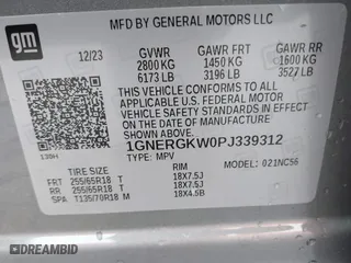 2023 Chevrolet Traverse LT Cloth with VIN 1GNERGKW0PJ339312, listed as a IAAI auction lot 41233124 with 16,125 mi miles. Bid and sale history available at carsss.com. Image 9.